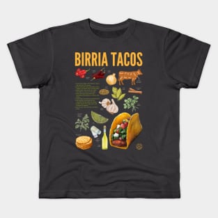 Birria Tacos Recipe Print – Authentic Mexican Food Wall Art & Kitchen Decor Kids T-Shirt